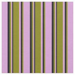 Plum, Green & Black Lined Pattern Fabric