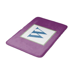 Plum Green Blue Monogram Bath Mat