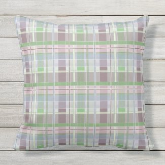 Plum Green Cool Colors Plaid Throw Pillow 20x20
