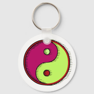Plum Green Windblown Yin Yang Keychain