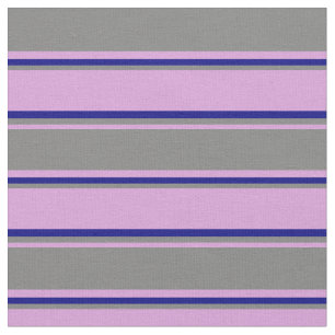 Plum, Grey & Blue Colored Stripes Pattern Fabric