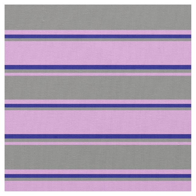 Plum, Grey & Blue Colored Stripes Pattern Fabric (Close Up)