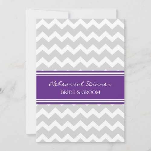 Plum Grey Chevron Rehearsal Dinner Party Custom Invites
