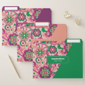 Groovy Retro 60s 70s Patterns Brown Pink Green File Folder | Zazzle