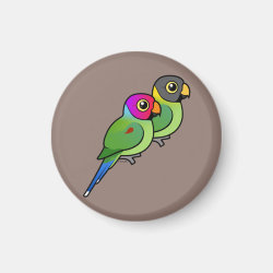 Plum-headed Parakeet Pair Round Magnet