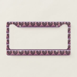 Plum Hearts Love License Plate Frame