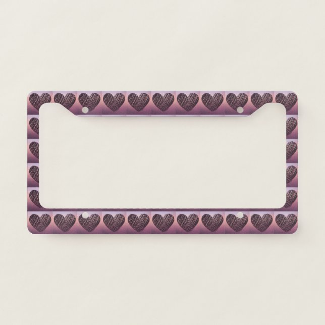 Plum Hearts Love License Plate Frame (Front)