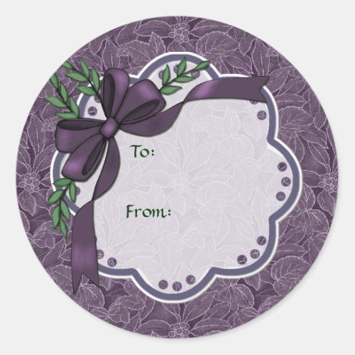 Plum Holiday Poinsettia Stickers