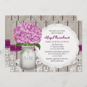 Plum Hydrangea Mason Jar Bridal Shower Invitation (Front/Back)