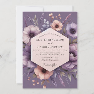 Plum Impressionist Flora Wedding Invitation