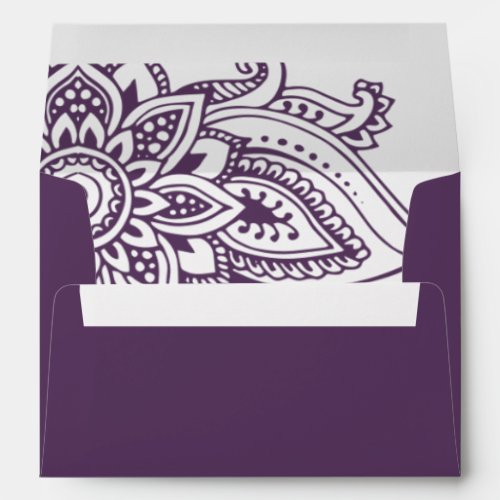 Plum Indian Paisley Wedding Invitation Envelope