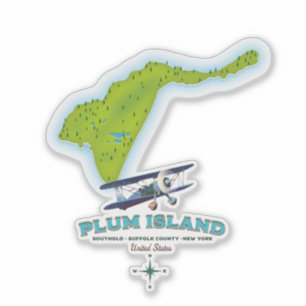 Plum Island, Southold Suffolk county, New york map Sticker