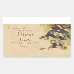 Plum jam or canning rectangular sticker