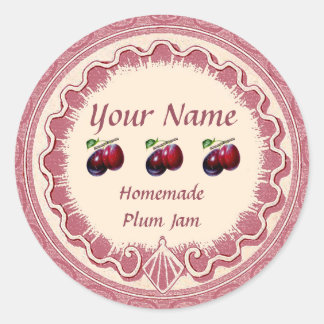 Plum Jam Personalize Pink Classic Round Sticker