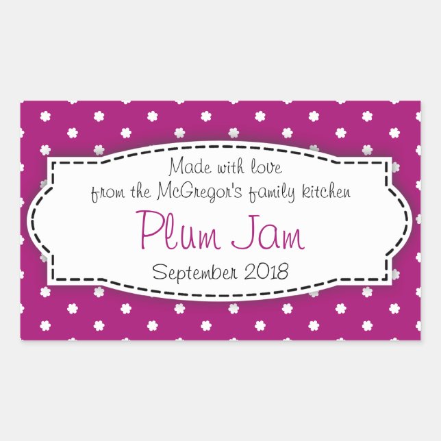 Plum jam preserve purple food label sticker (Front)