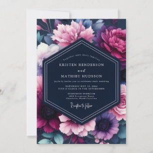 Plum Jewel-Tone Flora Wedding Invitation