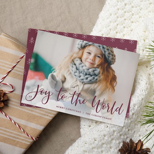 Plum  Joy to the World Full Photo Holiday Card