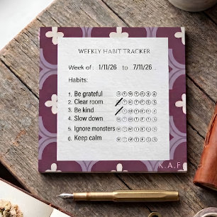 Plum & Lavender Vintage Tile Weekly Habit Tracker Post-it Notes