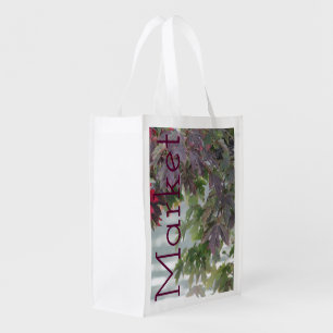 Plum Leaf Design Grocery Bag