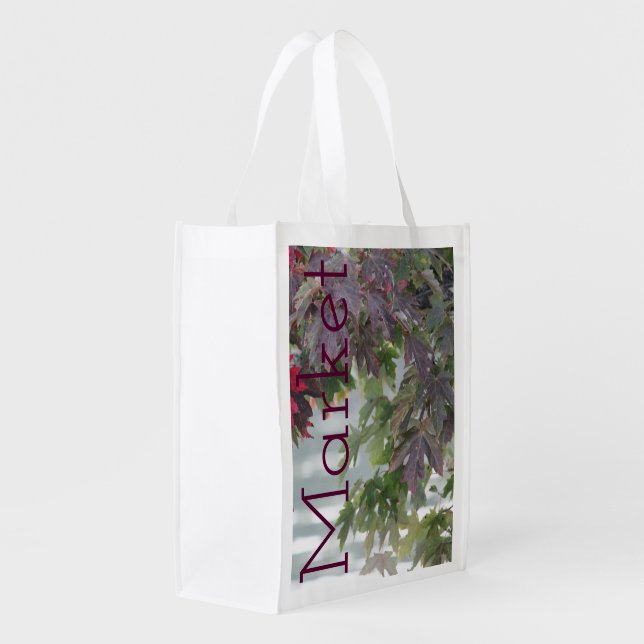 Plum Leaf Design Grocery Bag (Back Side)