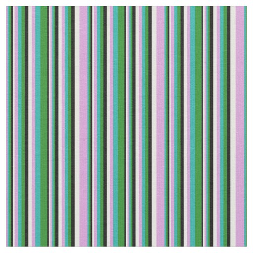 Plum, Light Sea Green, Forest Green, Black & White Fabric
