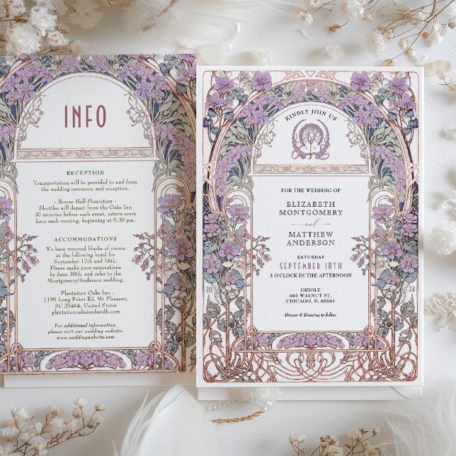 Plum & Lilac Art Nouveau Love Union Invitation (Creator Uploaded)