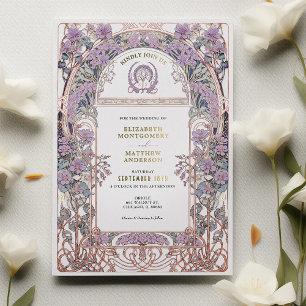 Plum & Lilac Art Nouveau Love Union Invitation Foil Invitation