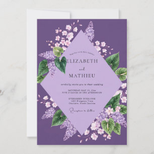 Plum Lilac Foliage Eucalyptus Wedding Invitation