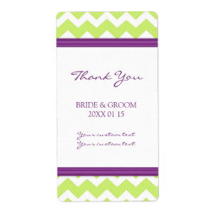 Plum Lime Chevron Wedding Labels