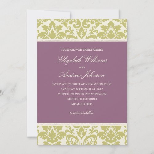PLUM &amp; LIME DAMASK | WEDDING INVITATION