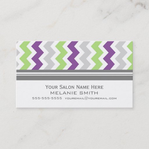 Customizable Plum Lime Grey Chevron Salon Appointment Cards Business Card