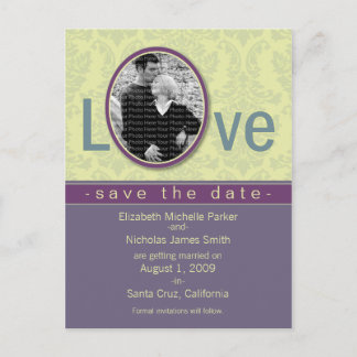 Plum Love Wedding Save the Date Announcement Postcard