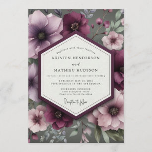 Plum Lush Anemone Wedding Invitation