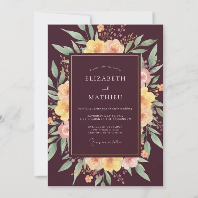 Plum Lush Autumnal Wedding Invitation (Front)