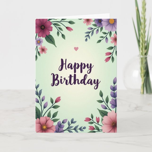 Plum Magenta Birthday Card (Front)