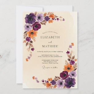 Plum Majestic Autumnal Wedding Invitation