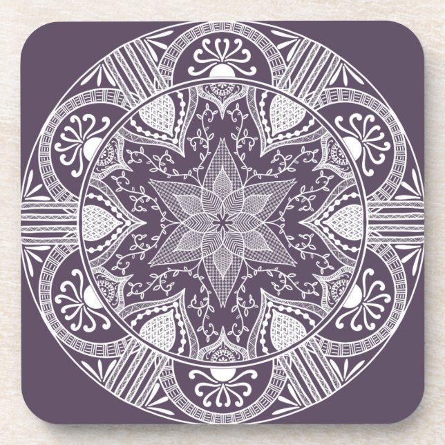 Plum Mandala Coaster (Front)