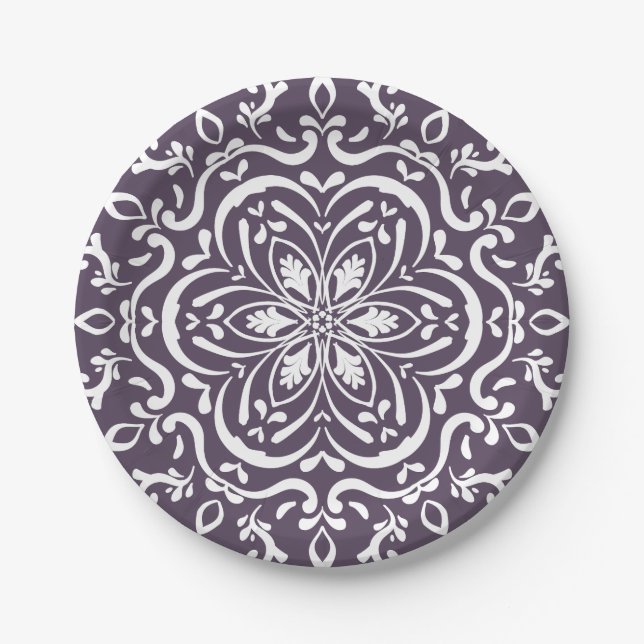 Plum Mandala Paper Plates (Front)