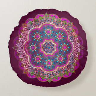 Plum Mandala  Round Pillow