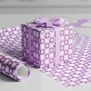 Plum Mauve Celestial Hearts Valentine Gift Wrapping Paper