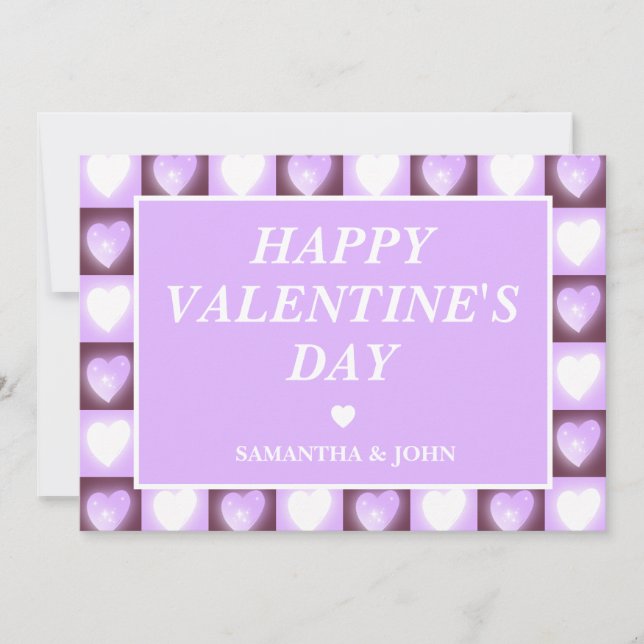 Plum Mauve Celestial Hearts Valentine’s Gift Holiday Card (Front)