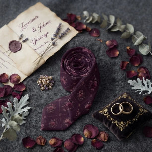 Plum Mauve Dahlia Diamond Lattice Chintz Neck Tie