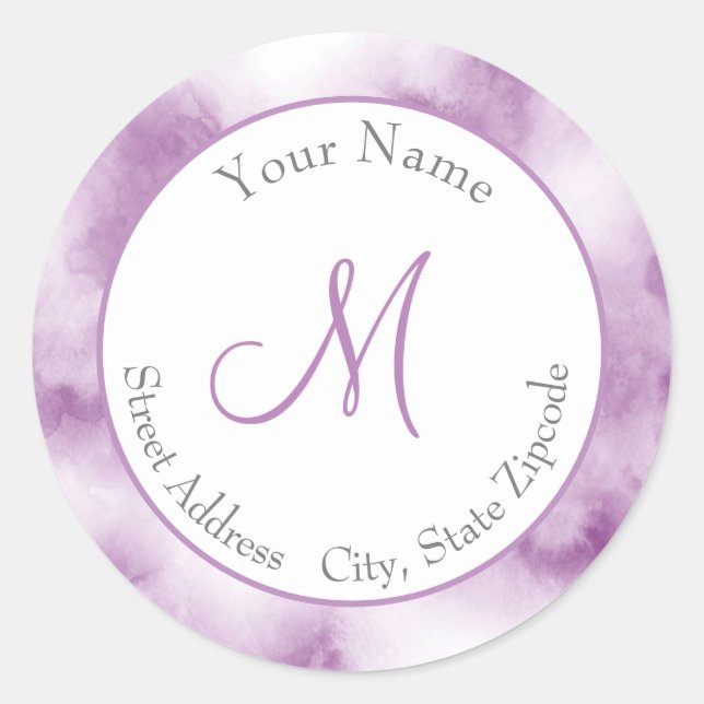 Plum Mauve Watercolor Abstract Label (Front)