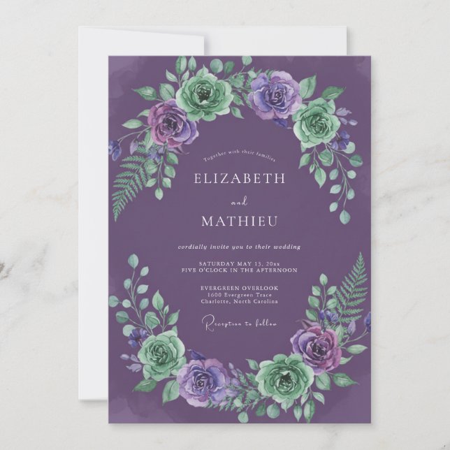 Plum Mesmerizing Spring Wedding Invitation (Front)