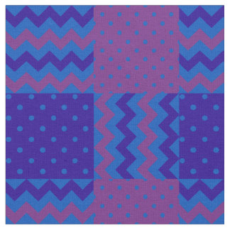 Plum, Midnight and Blue Chevrons and Polka Dots Fabric