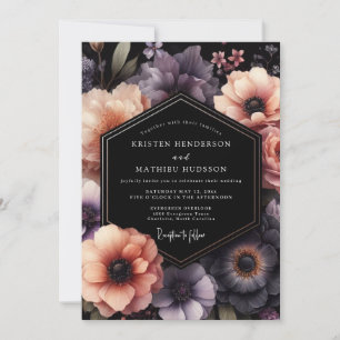 Plum Midnight Floral Wedding Invitation