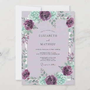 Plum Mint Enchanting Spring Wedding Invitation