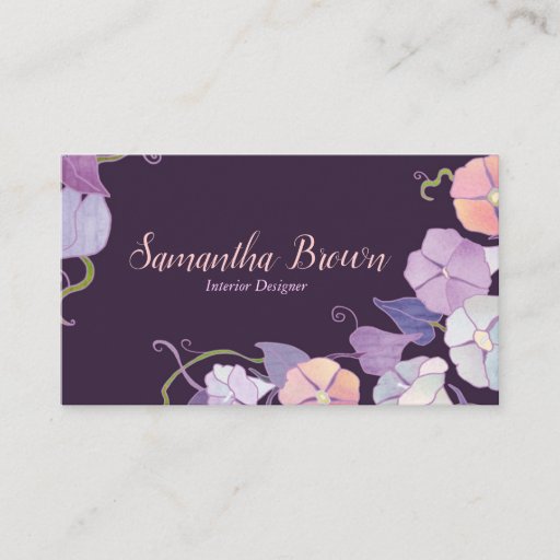 Customizable Morning Glories Interior Design Business Cards