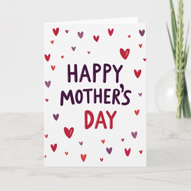 Plum Mothers Day Hearts Card (Front)