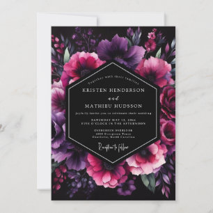 Plum Nocturne Bloom Wedding Invitation